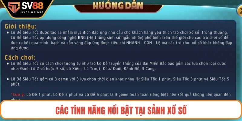 Xổ số SV88 tích hợp nhiều tính năng hỗ trợ dành riêng cho người chơi